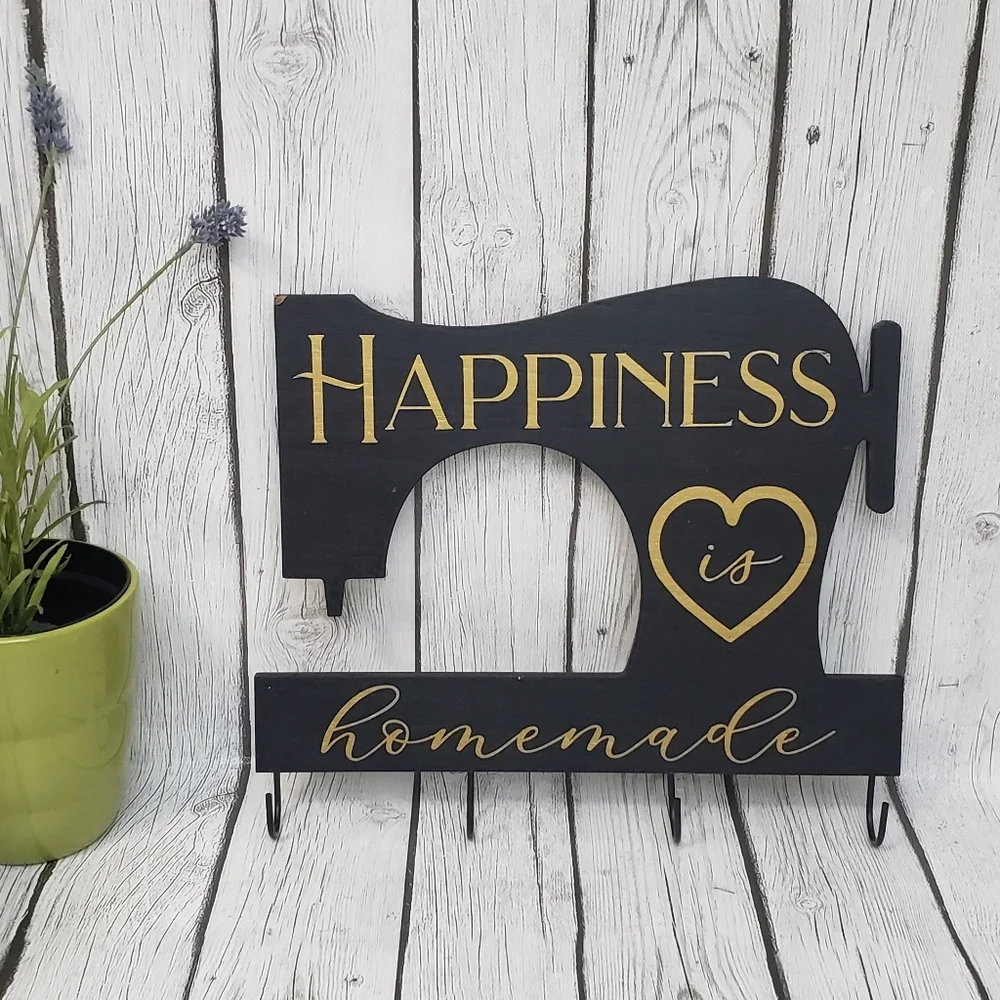 Happiness Is Homemade Wood Wall Decor With Hooks